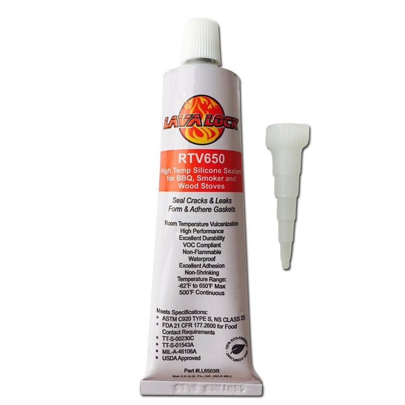 LavaLock RTV 650 F BBQ Grill Smoker Sealer Hi Temp Silicon Adhesive 3 oz. (2.8 Fluid Ounce) - Image 1